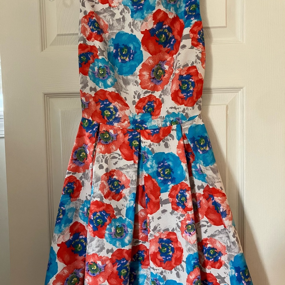 Floral Kids Dress - Red and Blue